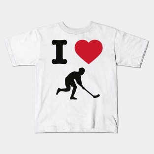 I Love Hockey Funny Kids T-Shirt